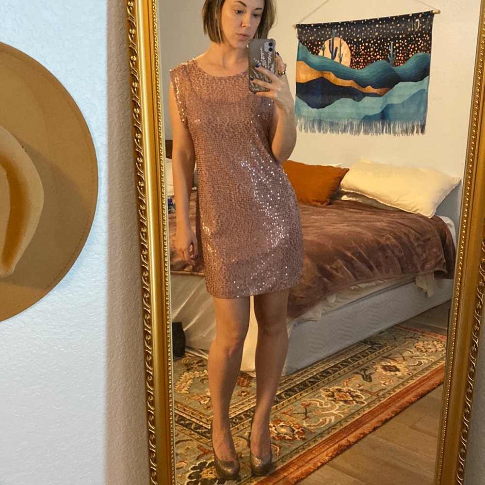 Lauren Conrad Pink Sequence Midi Dress